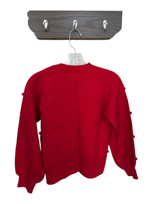 Hyacinth House Size XS Red Acrylic Blend Long Balloon Sleeve Pom Pom Sweater Red / XS