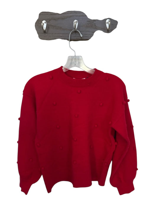 Hyacinth House Size XS Red Acrylic Blend Long Balloon Sleeve Pom Pom Sweater Red / XS