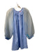 Staud Size S Light Blue Cotton Round Neck Long Sheer Sleeve Button Back Dress Light Blue / S