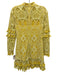 Alexis Size XS Yellow Cotton Blend Lace Overlay Mock Neck Pom Pom Trim Dress Yellow / XS