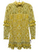Alexis Size XS Yellow Cotton Blend Lace Overlay Mock Neck Pom Pom Trim Dress Yellow / XS