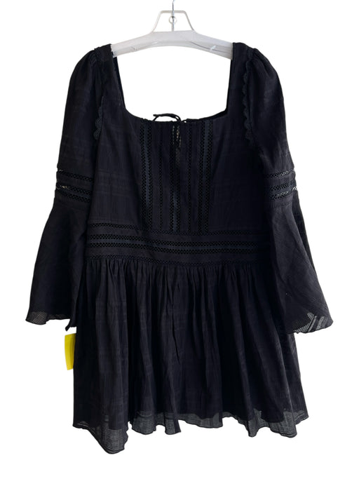 Tularosa Size Medium Black Cotton Slip Incld Long Sleeve Square Neck Dress Black / Medium