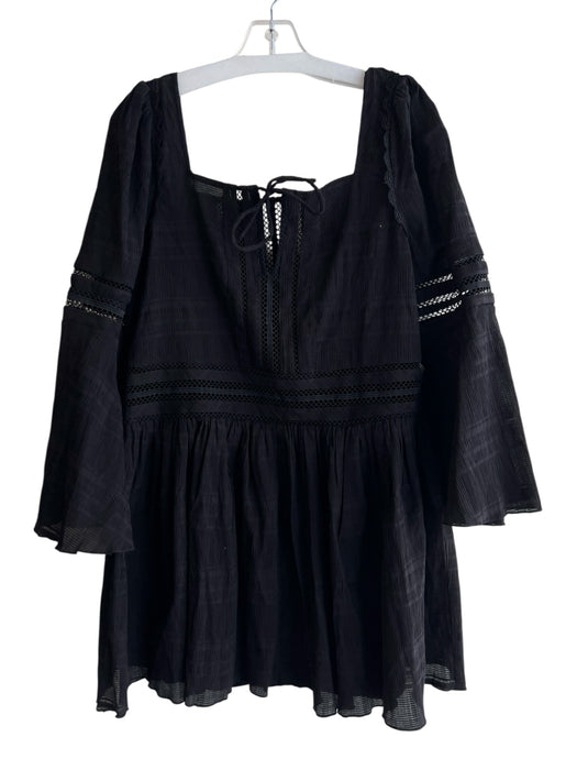 Tularosa Size Medium Black Cotton Slip Incld Long Sleeve Square Neck Dress Black / Medium
