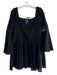 Tularosa Size Medium Black Cotton Slip Incld Long Sleeve Square Neck Dress Black / Medium