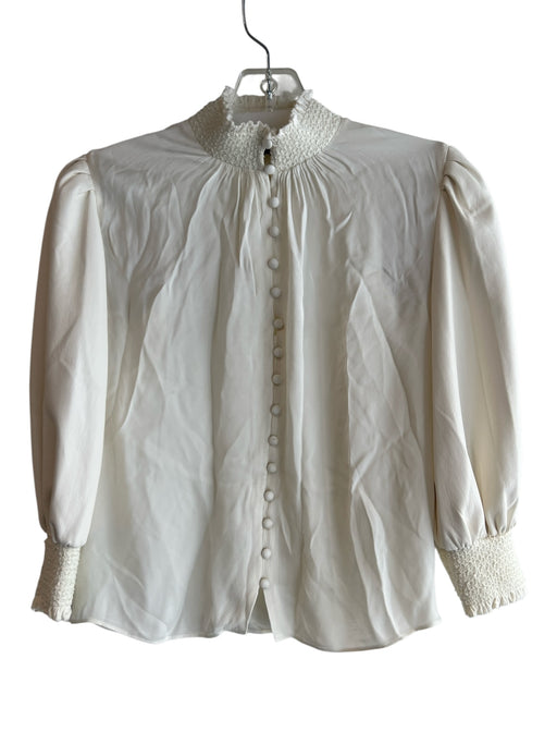 Alice & Olivia Size XS Ivory Viscose Long Draped Sleeve Stretch Accents Top Ivory / XS