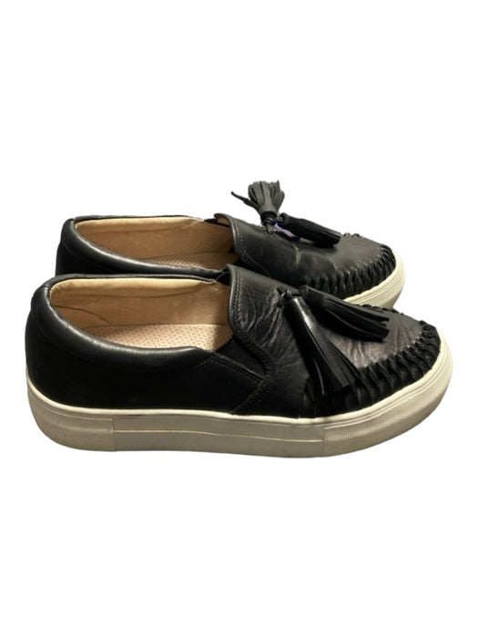 Vince Camuto Shoe Size 6.5 Black Leather Almond Toe Ridges Tassels Slip On Shoes Black / 6.5