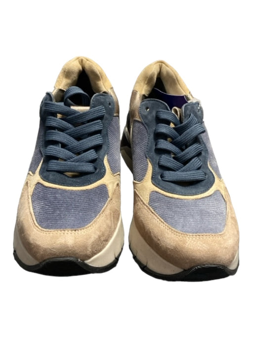 Softwaves Shoe Size 36.5 Tan & blue Suede & Leather Lace Up Almond Toe Sneakers Tan & blue / 36.5