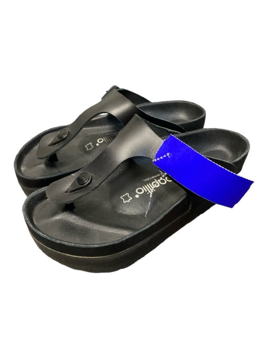 Papillio Birkenstock Shoe Size 36 Black Leather Thong Buckle Platform Shoes Black / 36