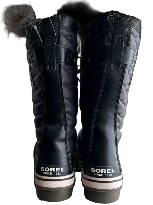 Sorel Shoe Size 9 Black Leather Upper Fabric Lined Rubber Outsole Mid Calf Boots Black / 9