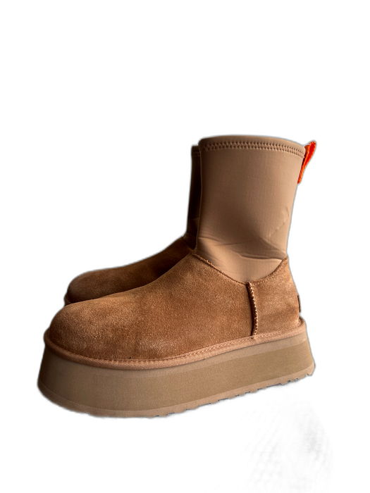 Ugg Shoe Size 8 Brown Suede Upper Sockliner Side Zip Pull Tab Platform Boots Brown / 8