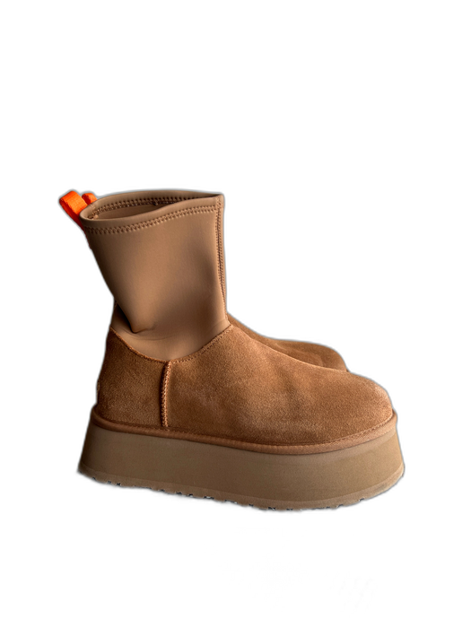 Ugg Shoe Size 8 Brown Suede Upper Sockliner Side Zip Pull Tab Platform Boots Brown / 8