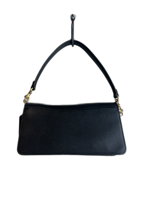 Coach Black Polished Pebbled Leather Fabric Lined Snap Closure shoulder bag Bag Black