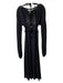 Schumacher Size Large Black Viscose Long Sleeve Deep V Ribbon Detail Dress Black / Large