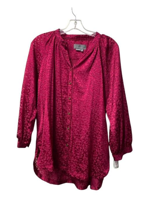 By Anthropologie Size Medium Cranberry Viscose Laser Cut Long Sleeve Top Cranberry / Medium