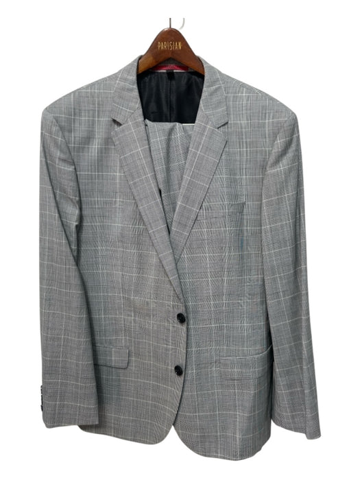 Hugo Boss Gray, Black, White Wool Houndstooth 2 Button Men's Suit Gray, Black, White / 44