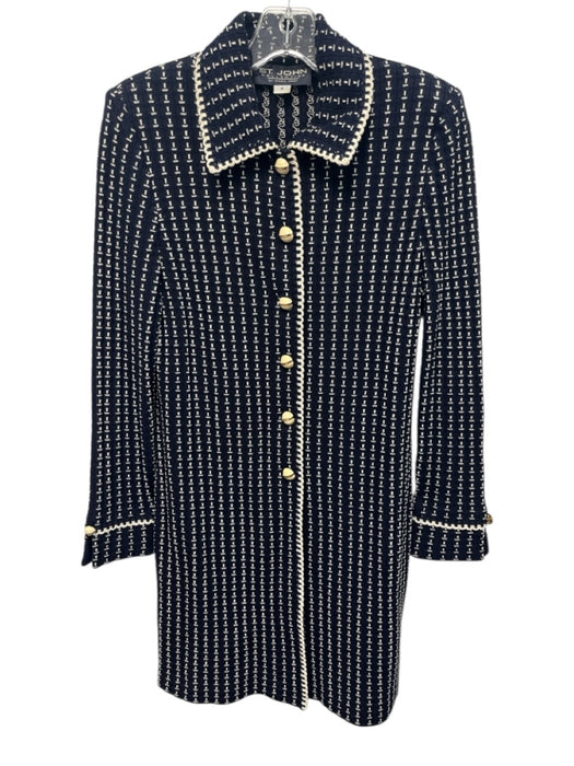 St. John Collection Size 4 Navy & white Wool & Rayon Long Sleeve Knit Jacket Navy & white / 4