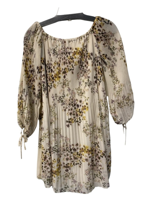 Wilfred Size XXS beige floral Polyester micropleats Mini Tie Sleeve Dress beige floral / XXS