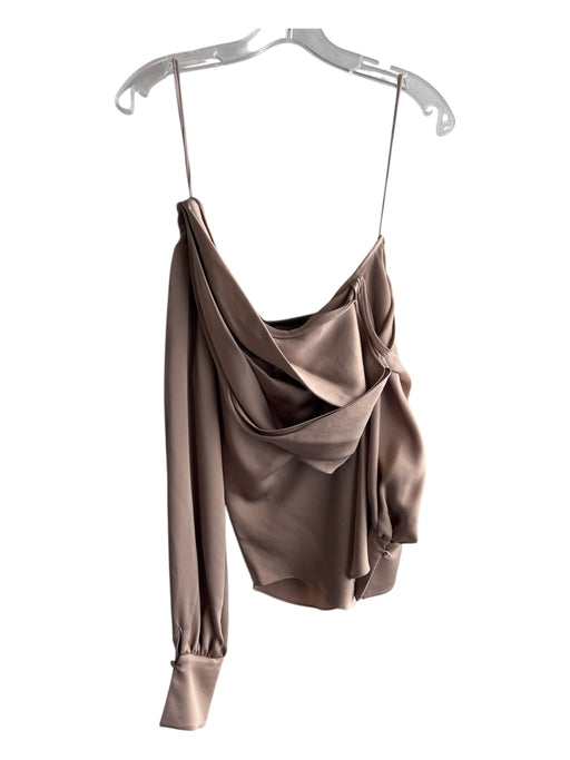 Jonathan Simkhai Size XS Nutmeg Brown Acetate Blend Wide Off the Shoulder Top Nutmeg Brown / XS