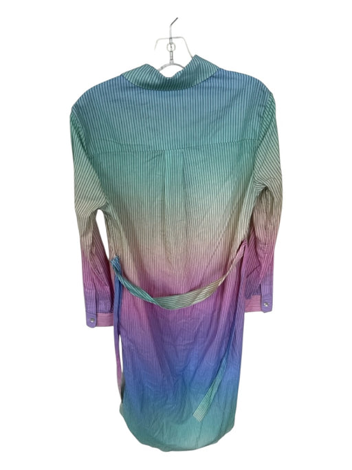Le Superbe Size 0 Multi Cotton Long Sleeve Striped Ombre Button Down Dress Multi / 0