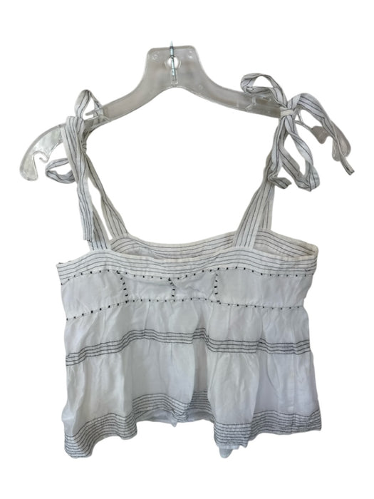 Ulla Johnson Size 4 White & Black Silk Blend Tie Straps Stitching Detail Top White & Black / 4