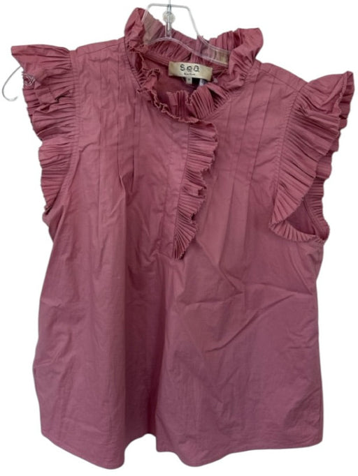 Sea New York Size M Mauve Cotton Flutter Sleeves Acordian Pleated Top Mauve / M