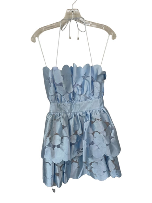 Pinko Size 40 Baby Blue Polyester Blend Halter Neck Scallopped Hem Dress Baby Blue / 40