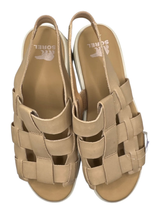 Sorel Shoe Size 8.5 Tan & cream Leather Platform Woven Sandals Tan & cream / 8.5