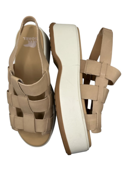 Sorel Shoe Size 8.5 Tan & cream Leather Platform Woven Sandals Tan & cream / 8.5