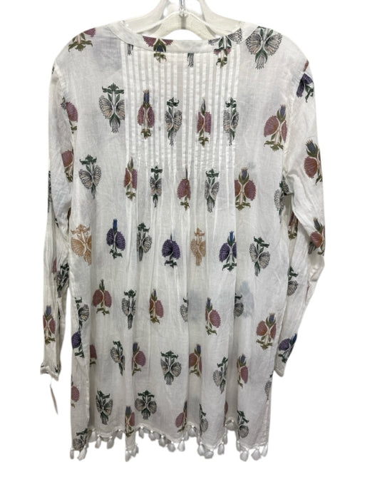 Roller Rabbit Size M White, Purple, Multi Cotton Long Sleeve Floral Print Dress White, Purple, Multi / M