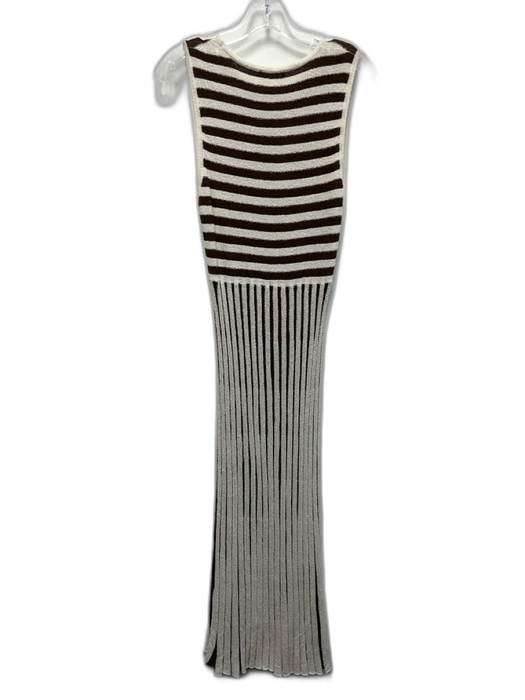 Zara Size M Brown & White Acrylic & Polyamide Sleeveless Stripe Flare Hem Dress Brown & White / M