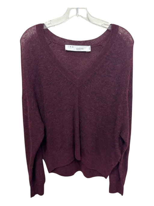 IRO Size Small Burgundy Wool Blend Knit Heathered V Neck Sweater Burgundy / Small