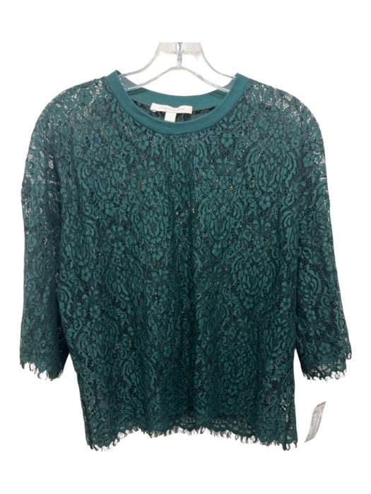 Jonathan Simkhai Size Medium Emerald Green Cotton Blend Lace Sheer Sweater Emerald Green / Medium