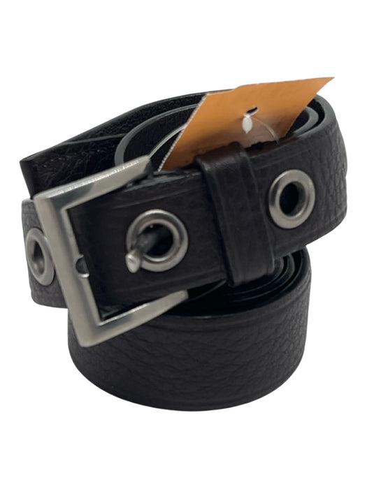 Prada Dark Brown Pebble Leather Gunmetal Hardware Grommet Belts Dark Brown / 30