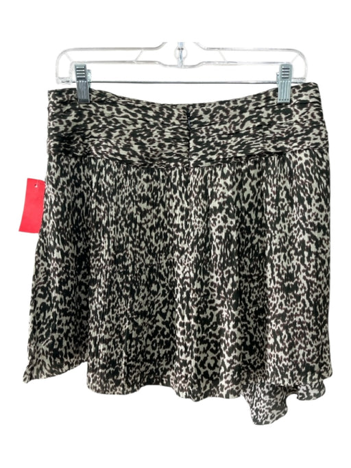 IRO Size 40 Beige & Brown Silk Back Zip leopard ikat Asymmetric Tiers Mini Skirt Beige & Brown / 40