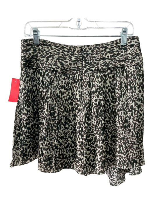 IRO Size 40 Beige & Brown Silk Back Zip leopard ikat Asymmetric Tiers Mini Skirt Beige & Brown / 40