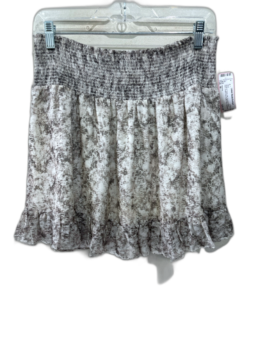 Intermix Size M White & Taupe Silk Smocked Waist Band Snake Print Skirt White & Taupe / M