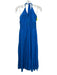 Intermix Size 8 Blue & Silver Silk Blend Metallic Thread Tie Neck Halter Dress Blue & Silver / 8