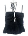 Ulla Johnson Size 6 Black Cotton Tie Neck Halter Gathered Pleats Cutout Top Black / 6