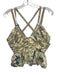 Ulla Johnson Size 8 Cream Yellow & Blue Silk Strappy Criss Cross Back Peplum Top Cream Yellow & Blue / 8
