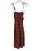 Nohemm Size One Size Pink & Brown Cotton Striped Shirred Bodice Zig Zag Dress Pink & Brown / One Size