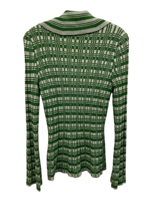 Cordova Size M Green & White Wool Knit stripped Cardigan Button up Sweater Green & White / M