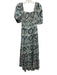 Love The Label Size XS Green, Purple & Cream Cotton Short Balloon Sleeve Dress Green, Purple & Cream / XS
