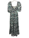 Love The Label Size XS Green, Purple & Cream Cotton Short Balloon Sleeve Dress Green, Purple & Cream / XS