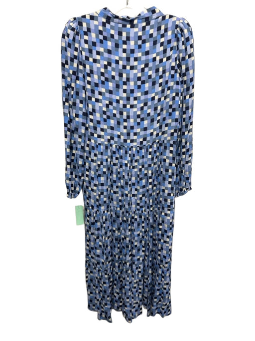 Sail To Sable Size XXS Light Blue, Navy & White Viscose Blend Long Sleeve Dress Light Blue, Navy & White / XXS