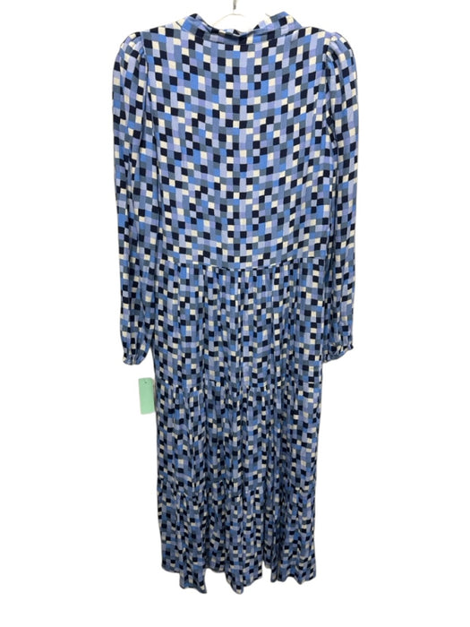 Sail To Sable Size XXS Light Blue, Navy & White Viscose Blend Long Sleeve Dress Light Blue, Navy & White / XXS