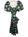 Tuckernuck Size XXS Olive Green, Blue & Yellow Cotton Short Balloon Sleeve Dress Olive Green, Blue & Yellow / XXS