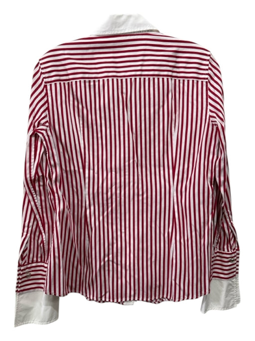 CH Carolina Herrera Size 6 Red & White Cotton Stripe Button Long Sleeve Top Red & White / 6