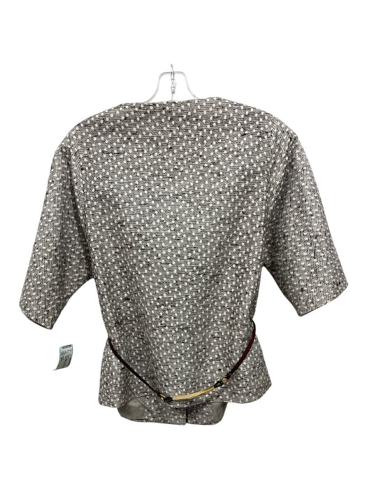 Escada Size 38/M Gray & White Print Silk & Polyamide Round Neck Speckled Jacket Gray & White Print / 38/M