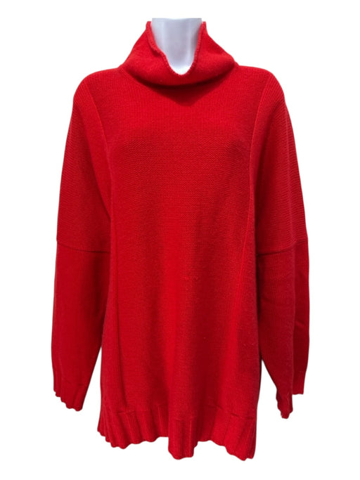 The Row Size L Red Cashmere Knit Turtleneck Long Sleeve Oversized Sweater Red / L