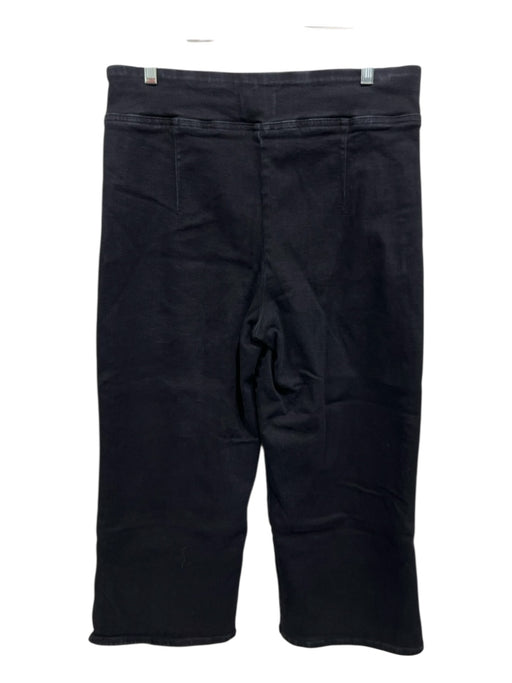 Frame Size 2 Black Cotton Blend Denim Elastic Waist Wide Leg High Rise Jeans Black / 2